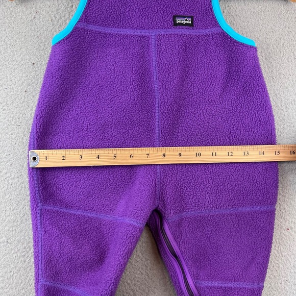 Vintage Patagonia Fleece One Piece Baby Bibs Overalls Blue Purple 2T Made In USA - Picture 10 of 11